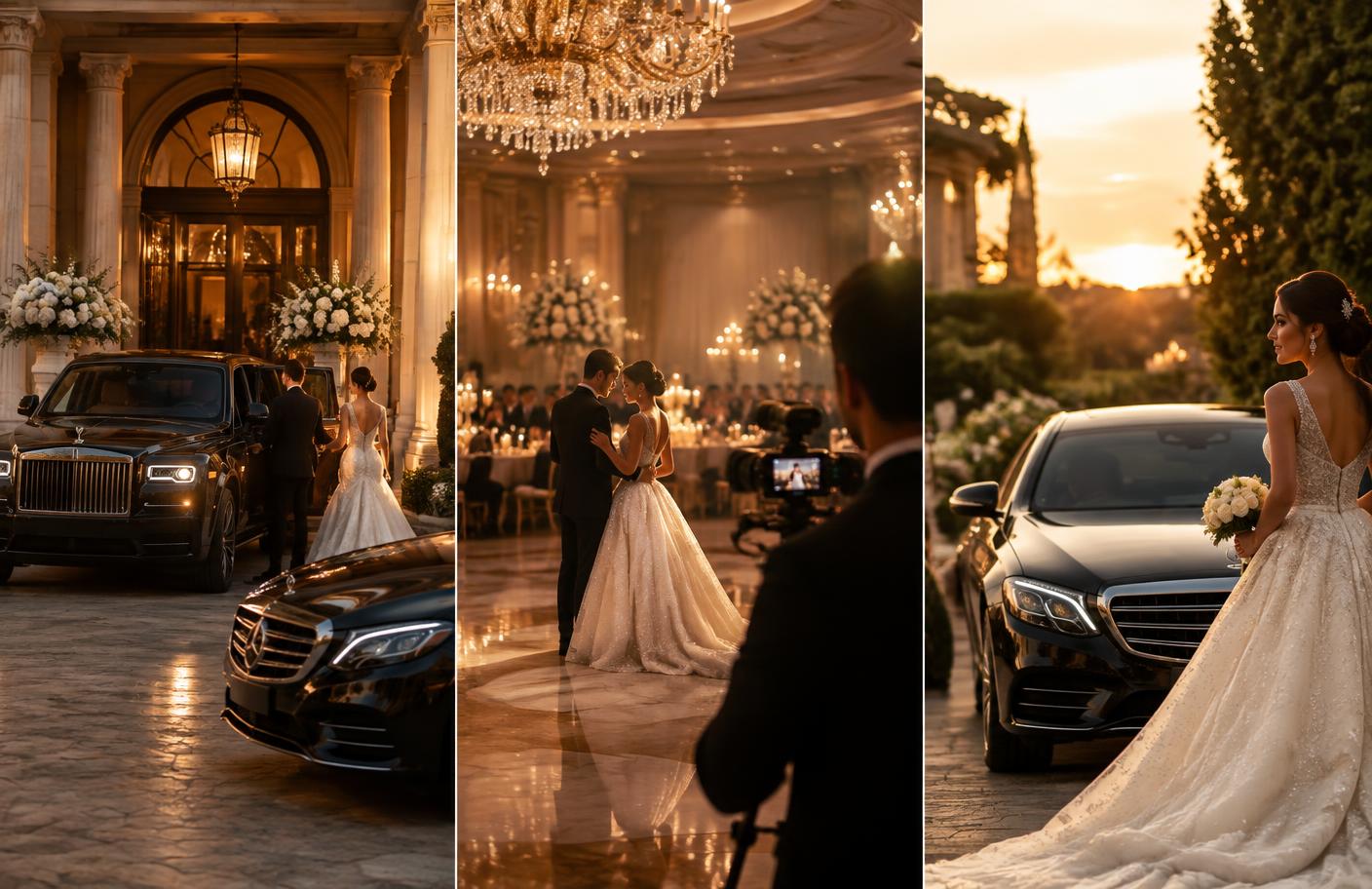 Wedding video production and luxury wedding transportation